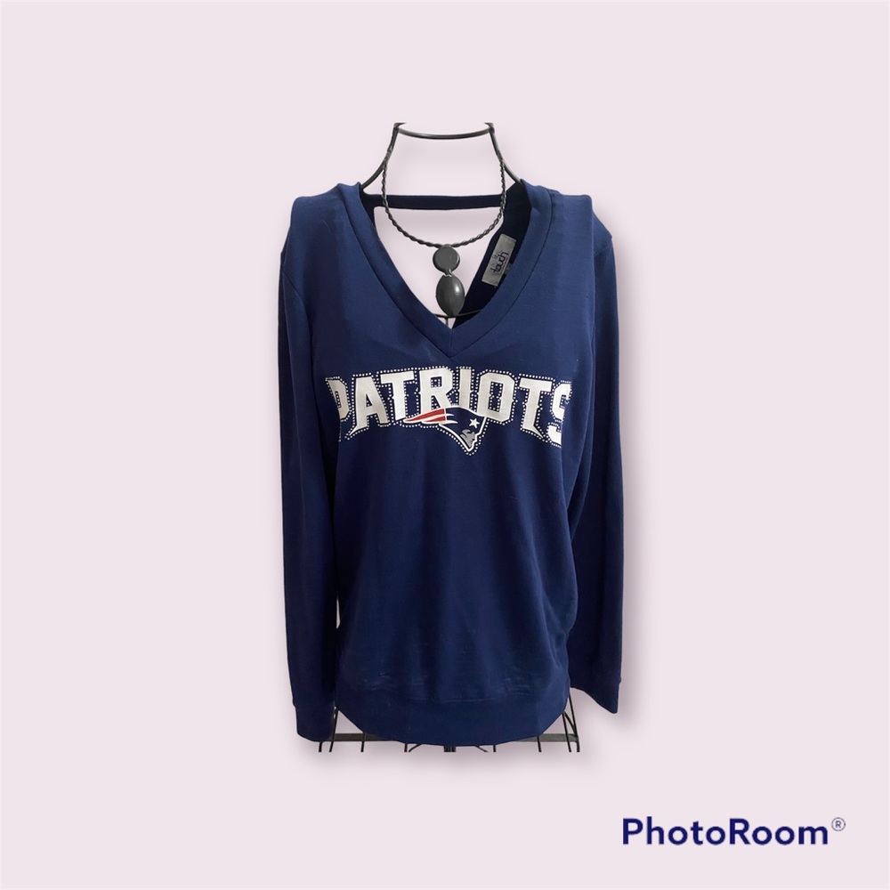 New England Patriots Long Sleeve Shirt Open Back Touch by Alyssa Milano